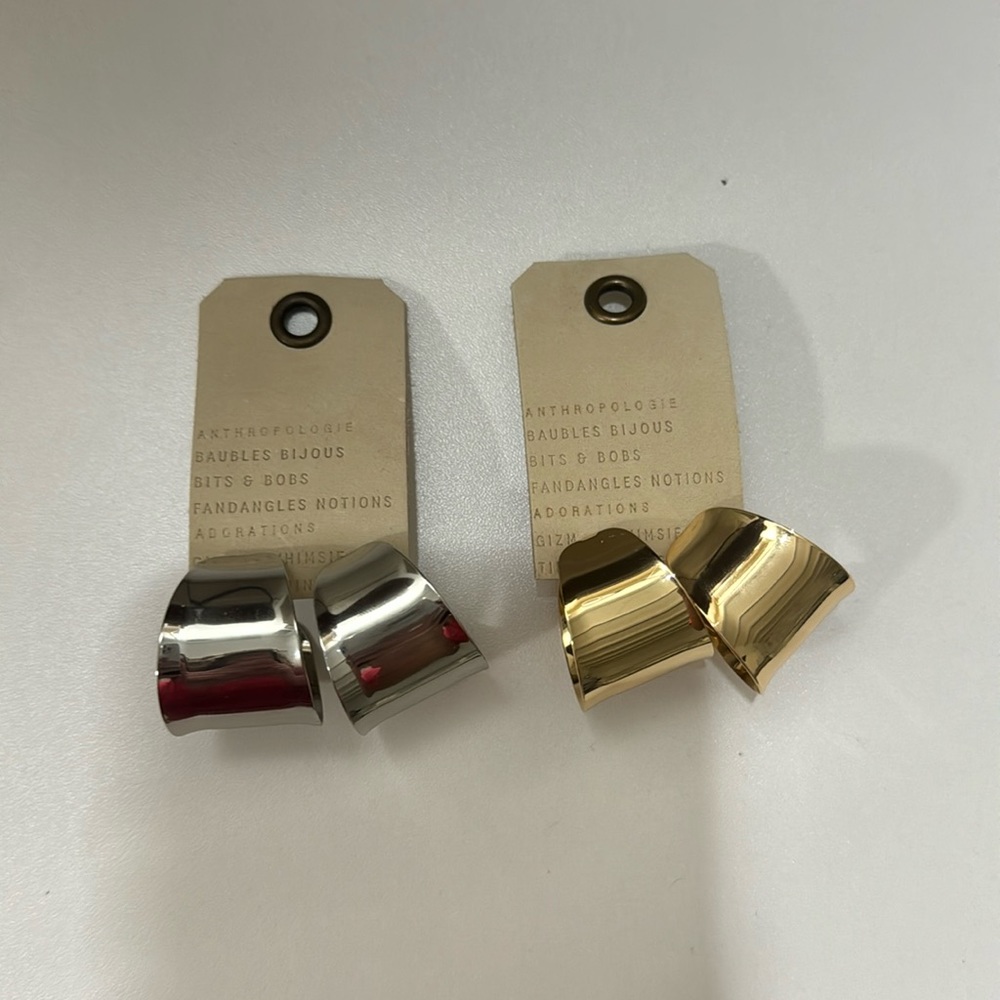 Anthropologie Wide Huggie Hoops in Silver and Gold